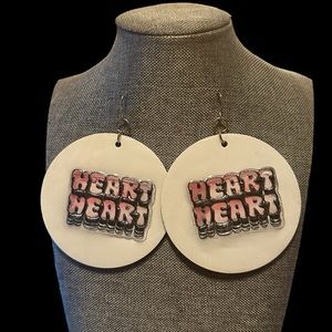 White Heart Hoop Earrings